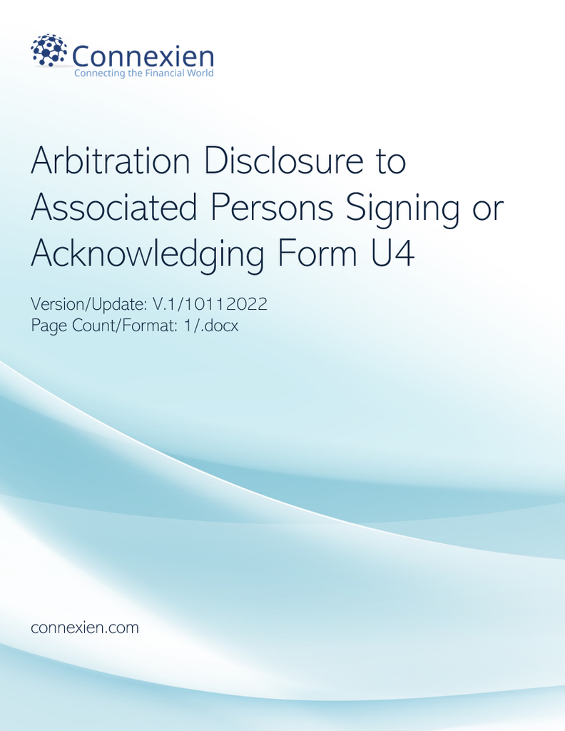 BD- Arbitration Disclosure to Associated Persons Signing or Acknowledging Form U4