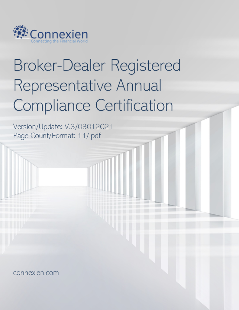 BD- Registered Representative Annual Compliance Certification