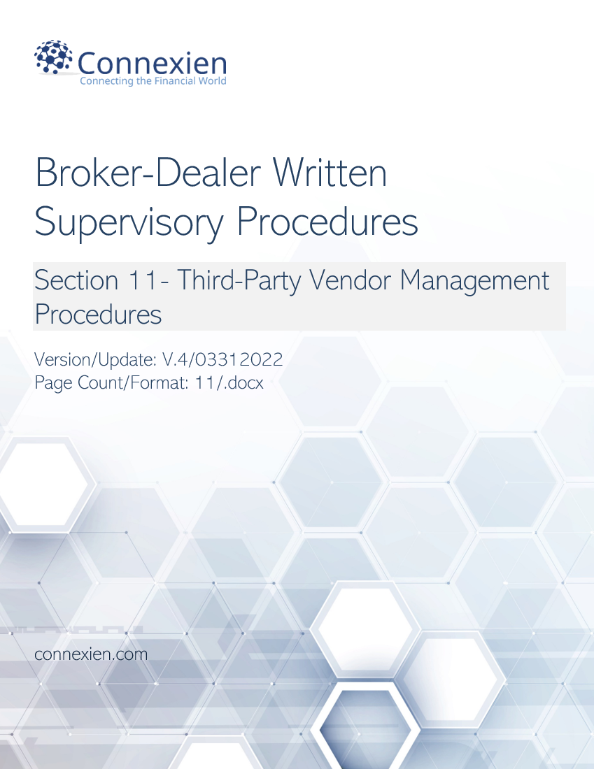 Broker-Dealer Written Supervisory Procedures- Third-Party Vendor Mgmt