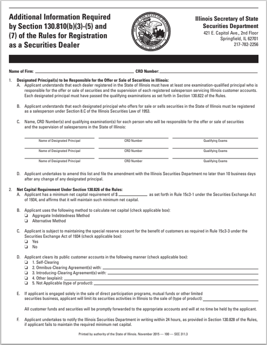 BD- Illinois Broker-Dealer Designation of Principal Form