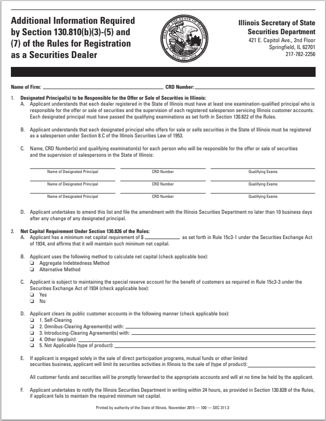 BD- Illinois Broker-Dealer Designation of Principal Form