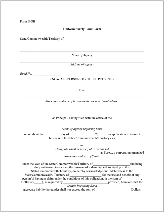 BD- New Jersey Broker-Dealer Surety Bond Form