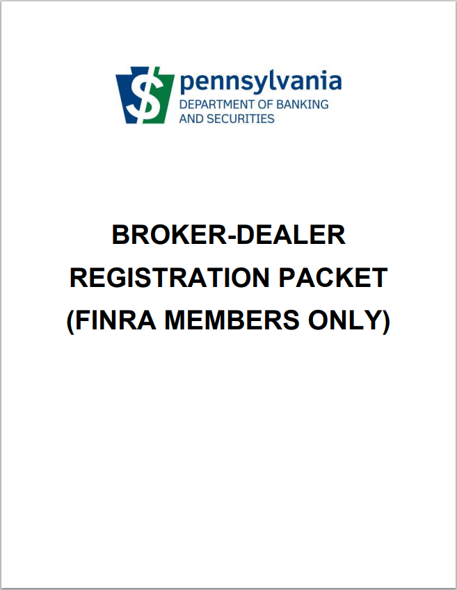 BD- Pennsylvania FINRA Member Broker-Dealer Registration Packet