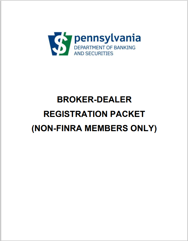 BD- Pennsylvania Non-FINRA Member Broker-Dealer Registration Packet