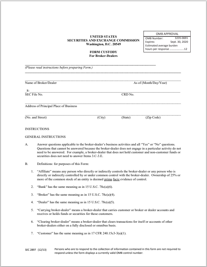 BD- SEC Form Custody