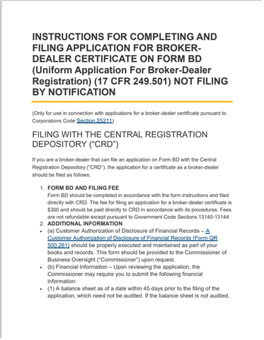 BD- California Broker-Dealer Registration Requirements Guide