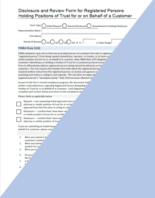 BD- Disclosure and Review Form for Registered Persons Holding Positions of Trust