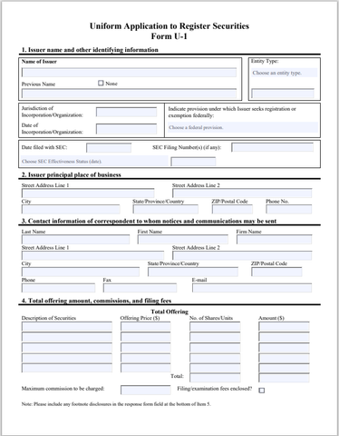 FL- Florida Uniform Application to Register Securities Form U-1