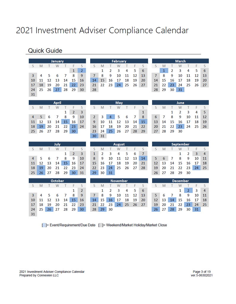 IA- 2021 Investment Adviser Annual Compliance Calendar Mid-Year Update