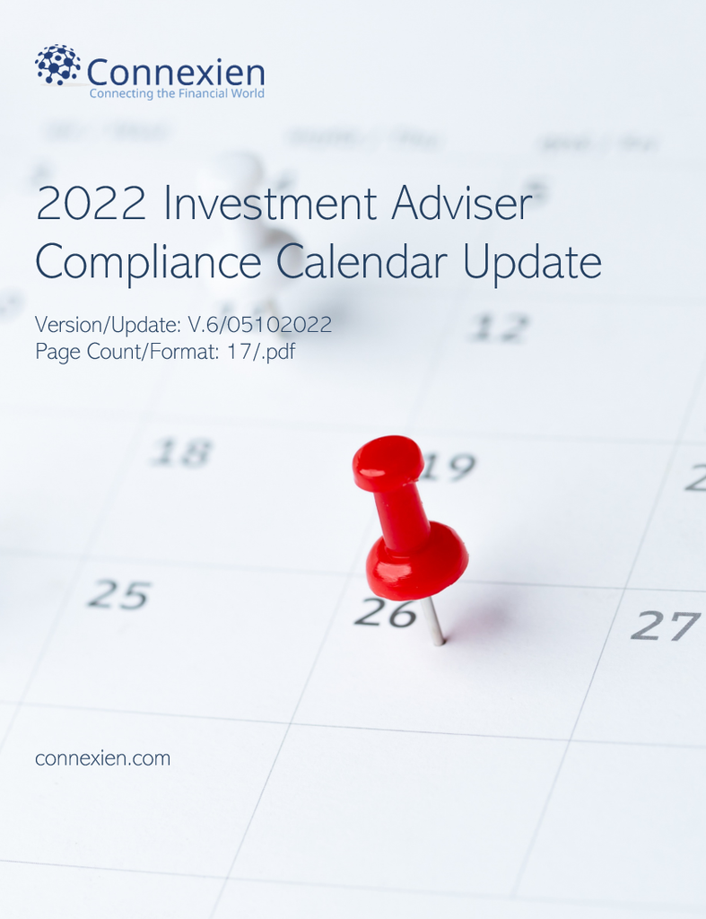2022 Investment Adviser Compliance Calendar Update
