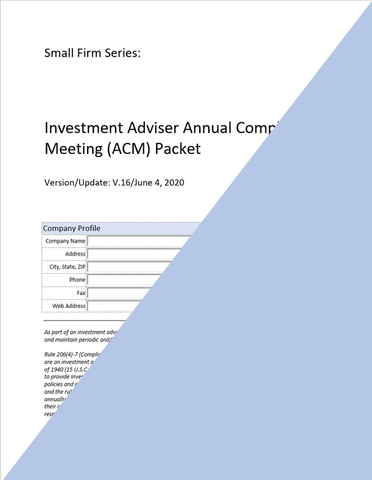 IA- Investment Adviser Annual Compliance Meeting (ACM) Packet