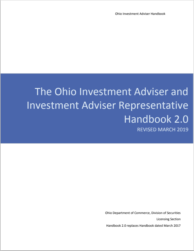 IA- Ohio Investment Adviser and Investment Adviser Representative Handbook 2.0