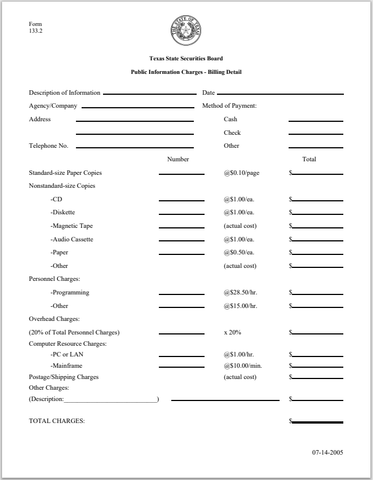 IA- Texas Investment Adviser and Investment Adviser Representative Open Record Request Form 133.2