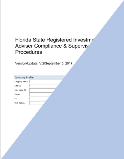 IA- Florida State Registered Investment Adviser Compliance Manual