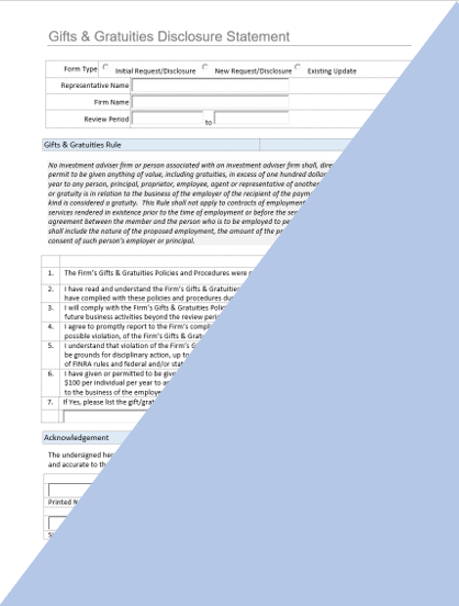 IA- Investment Adviser Gifts & Gratuities Disclosure Statement