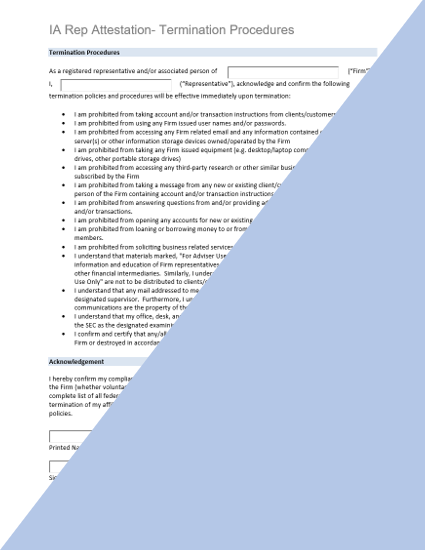 IA- Investment Adviser Rep Attestation- Termination Procedures
