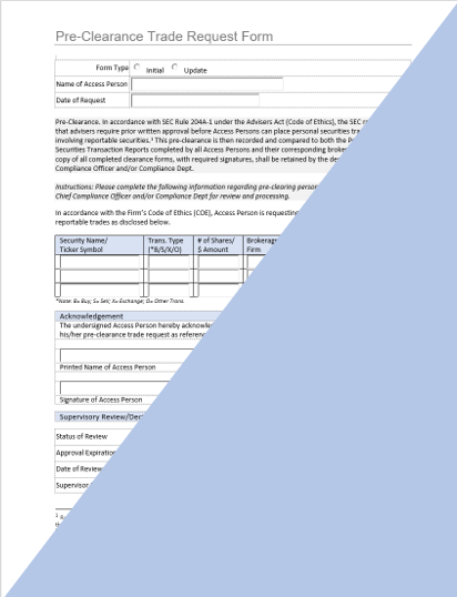 IA- Investment Adviser Pre-Clearance Trade Request Form