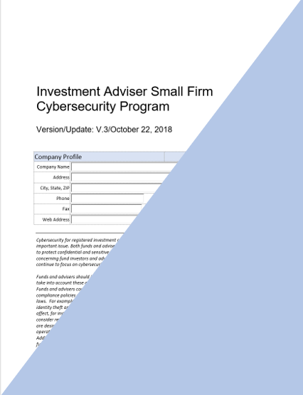 IA- Investment Adviser Small Firm Cybersecurity Program