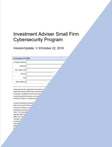IA- Investment Adviser Small Firm Cybersecurity Program