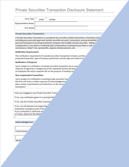 IA- Private Securities Transaction Disclosure Statement