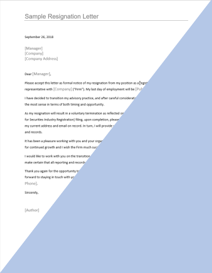 IA- Sample Resignation Letter with Form U5 Request