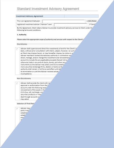 investment advisory agreement template