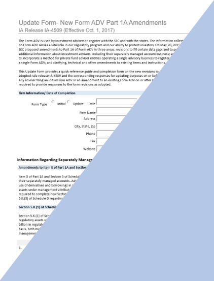 IA- New Form ADV Part 1A Amendment Update Form
