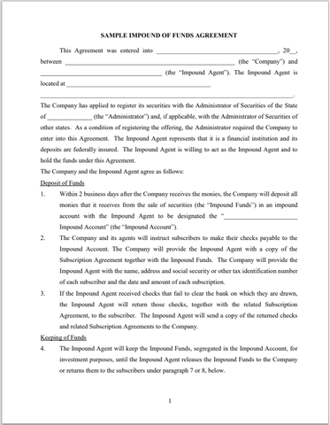 ID- Idaho Sample Impound of Funds Agreement Form