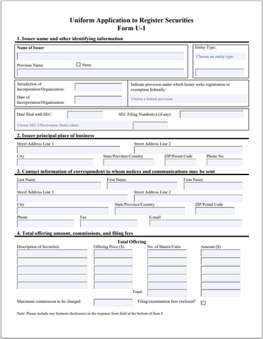 ID- Idaho Uniform Application to Register Securities Form U-1