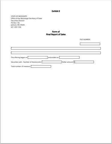 MS- Mississippi Final Report of Sales Form – Exhibit E