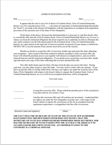 NH- New Hampshire Notice of Rescission Letter Form