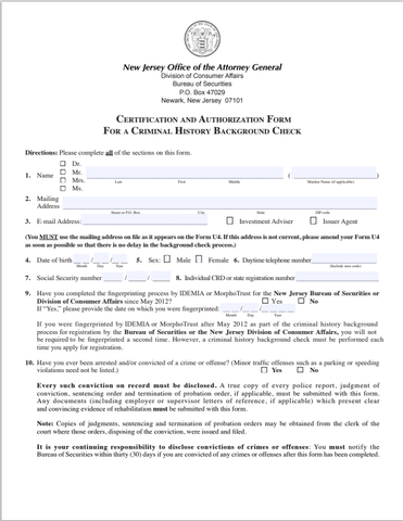 NJ- New Jersey Criminal Background Check Authorization and Certification Form-4