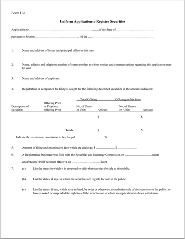 NM- New Mexico Uniform Application to Register Securities Form U-1