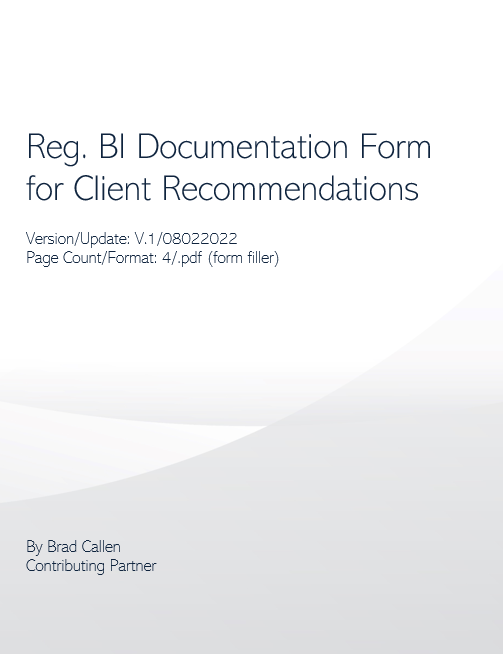 CPBD- Reg. BI Documentation Form for Client Recommendations