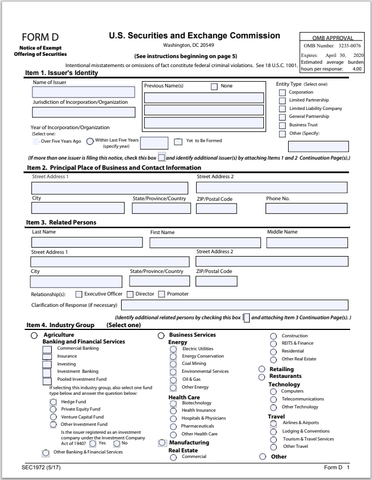 SEC- Notice of Exempt Offering of Sec. Form-D