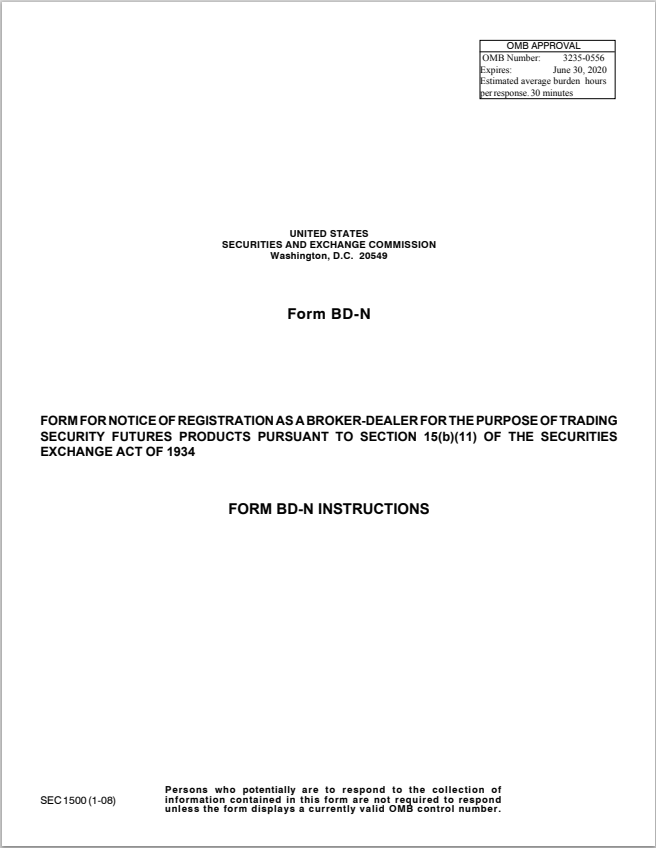 BD- Broker-Dealer SEC Form BD-N