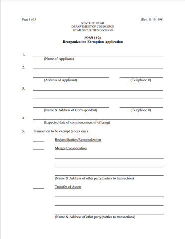 UT- Utah Reorganization of Exemption Application Form 14-2p