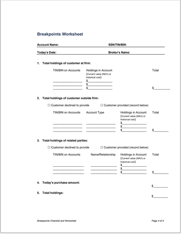 BD- FINRA Mutual Fund Breakpoints Worksheet Template